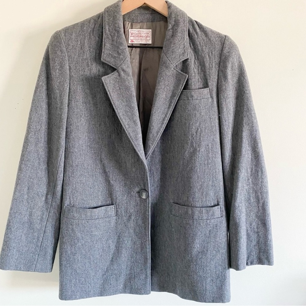 Pendleton Petite Grey 100% Wool Blazer